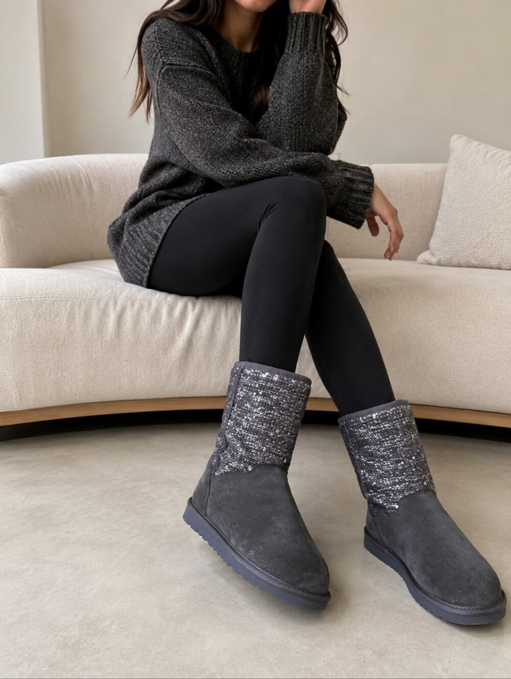 UGG Lyla Gray Boots Wool Shearling Winter Boots Size 11 NWB